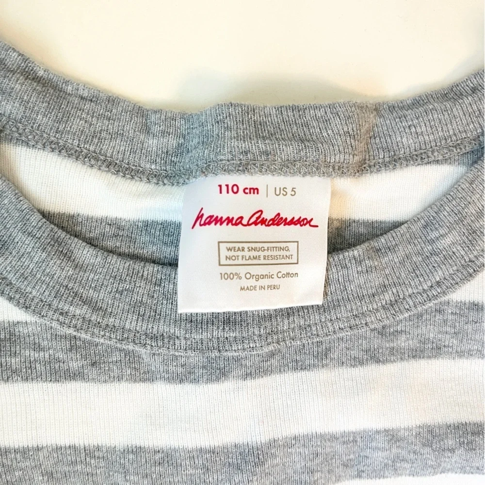 Hanna Andersson Gray and White Striped Pima Cotton Pajama Set
